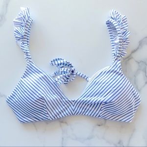 NWT H&M White and Blue Striped Bikini Top (Size 8)
